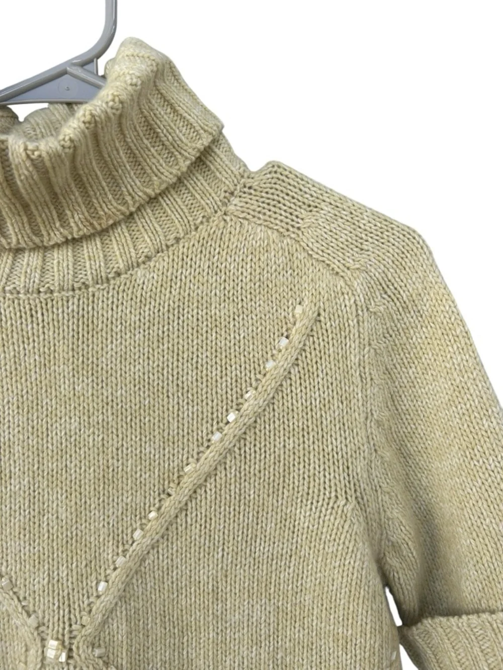 Escada Cashmere Wool Blend Short Sleeve Turtleneck Sweater - Size 36 - Green